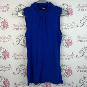 Express tank top rutched deep Royal Blue Sleeveless Tank Top